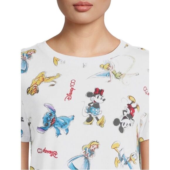 Disney 100 Print Tee T-Shirt with Short Sleeves, Size S - Picture 7 of 7